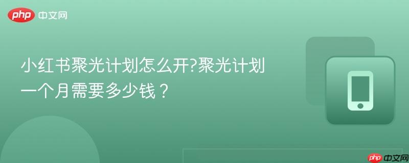 小红书聚光计划怎么开?聚光计划一个月需要多少钱?