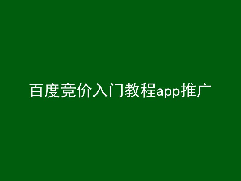 百度竞价入门教程app推广