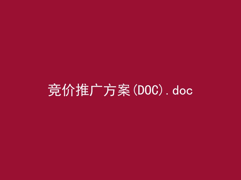 竞价推广方案(DOC).doc